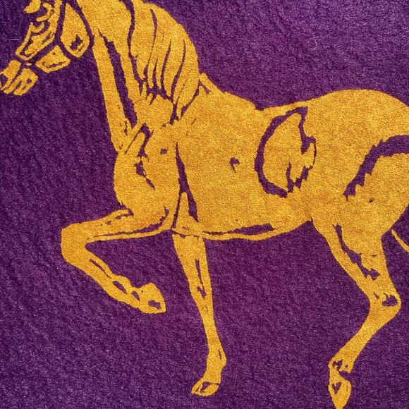 Vintage Felt Pennant Memorial Junior High School 23.5" x 8" Purple Gold Horse - Picture 6 of 6